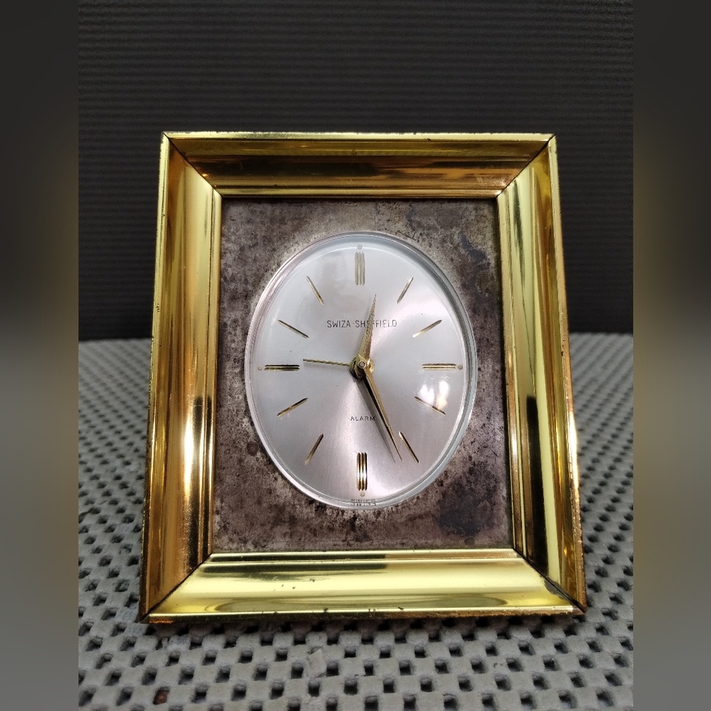 Vintage Swiss Made Swiza Sheffield Brass Alarm Clock